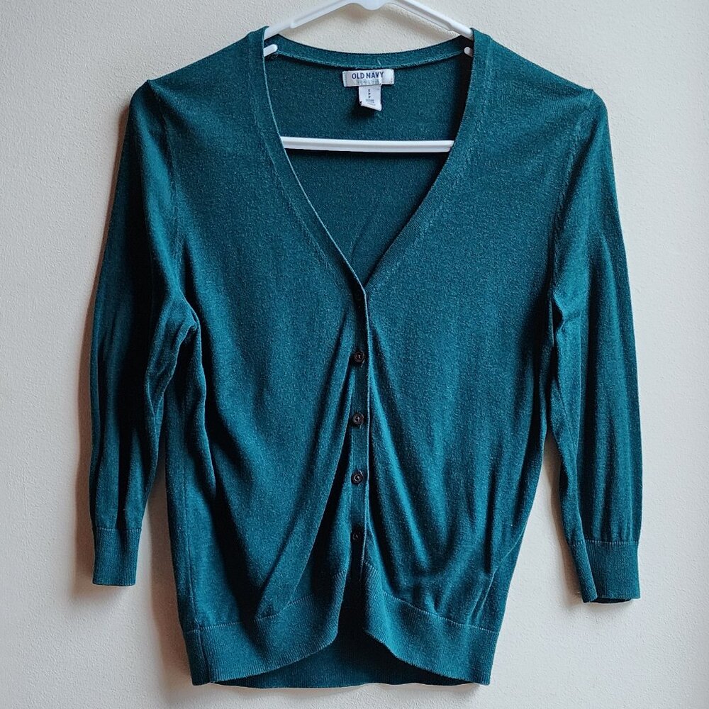 Old Navy Turquoise Button Down Cardigan Size Petite Small - Picture 5 of 12